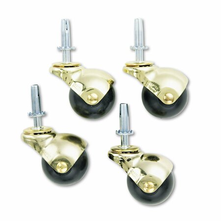 MASTER CASTER Superball Casters with Hooded Caster Housing, Type W Stem, 2 in. Vinyl Wheel, Bright Brass/Black, 4PK 53516